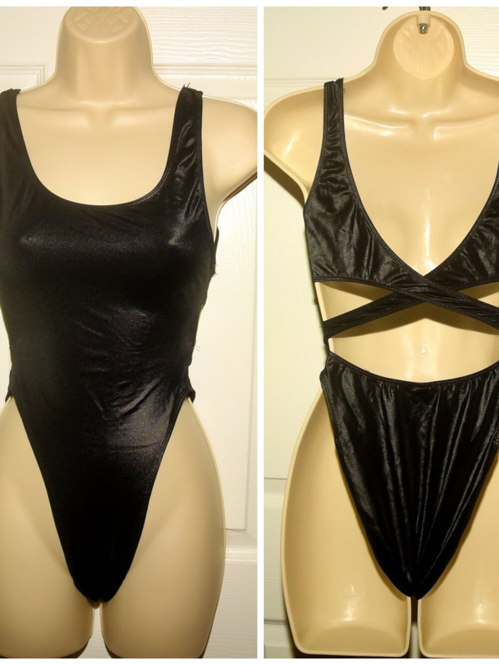 Vintage 80's RARE Jimmy' Z Ink Black 1-Piece Swimsuit XXS High Cut Leg USA Made